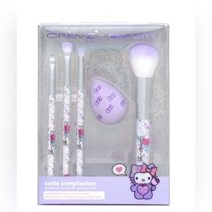 New The Creme Shop Hello Kitty Cutie Complexion Brush and Sponge Set Purple